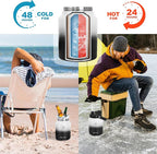 NATURE PIONEOR Insulated Water Bottles with Strap Pouch - 84 oz Stainless Steel Vacuum Bottle with Holder/Carrier/Sleeve - 18/8 Food Grade 84oz Water Jug