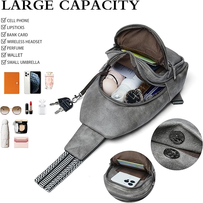 Sling Bag Crossbody Bags for Women Small Cross Body Bag Fanny Packs Chest Sling Purse for Daily Travel Leisure Sport