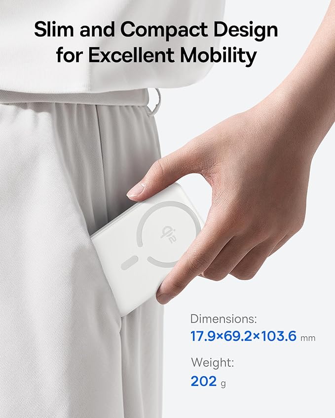 Baseus for MagSafe Portable Charger, Qi2 Certified 15W Wireless Magnetic Power Bank 10000mAh with USB-C Cable 22.5W PD Charging, Battery Pack Compatible with iPhone 17/16/15/14/13 Pro/Pro Max Series
