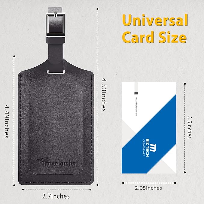 Travelambo Luggage Tags for Suitcases PU Leather Travel Tags Bag Tags Privacy Protection Travel Essentials