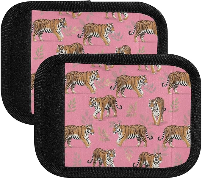 Cute Tigers Luggage Handle Wraps with Writable Luggage Tags, 4 Pack, 5.9 x 4.3 Inches Grip Handle Cover for Suitcase Shopping Bag