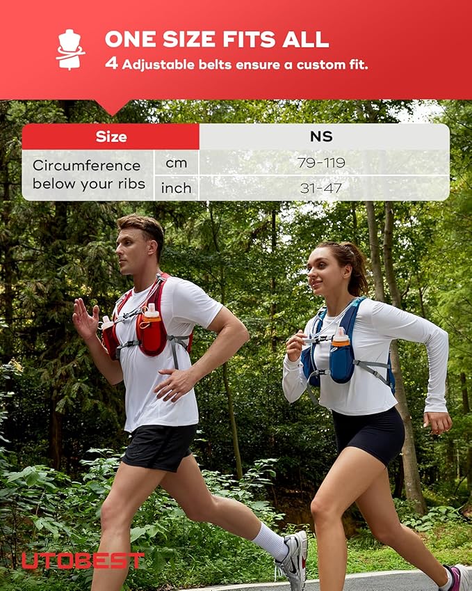 UTOBEST Running Vest, 5L Hydration Vest Lightweight, Breathable and Sweatproof Running Backpack, Adjustable Running Hydration Vest for Trail Running Marathon Race Jogging Cycling
