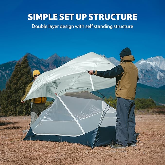 Naturehike Mongar UL 1-2 Person Backpacking Tent,15D Nylon Waterproof Ultralight One Person Two Person Tent with Footprint