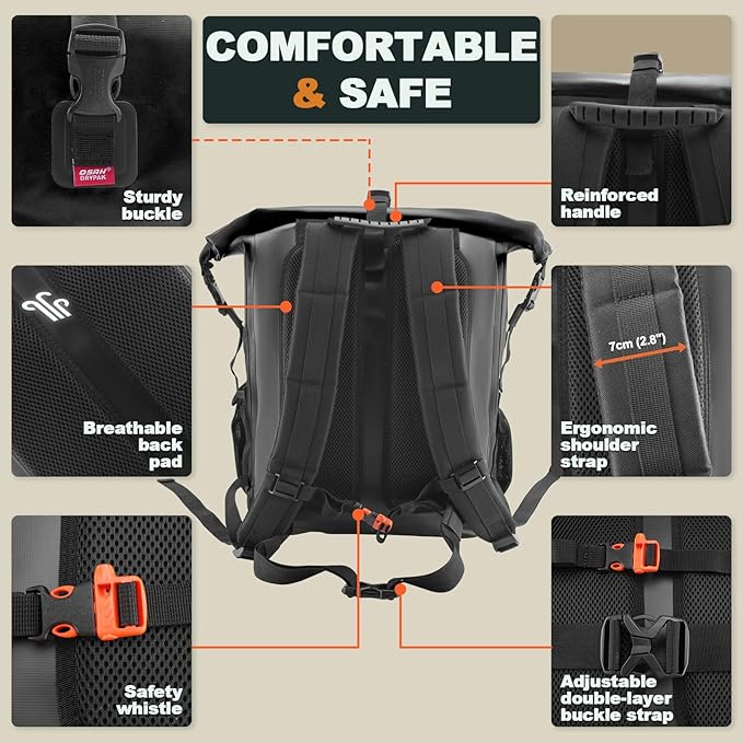 Waterproof Backpack Dry Bag 35L/55L/85L – Heavy Duty Roll-Top Hiking Backpack for Travel, Kayaking, Boating, Camping, Rafting and Fishing