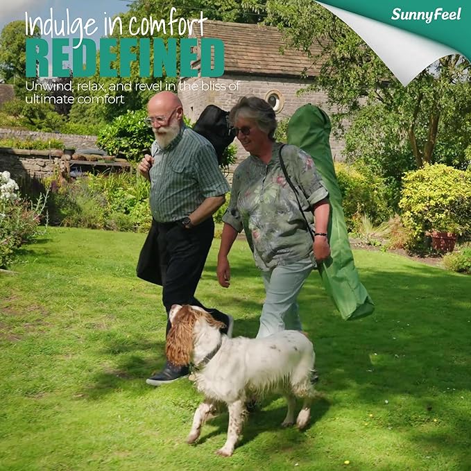 SUNNYFEEL Oversized Rocking Camping Chair, Fully Padded Patio Chair with Side Pocket, High Back Portable Lawn Recliner with Headrest, Outdoor Camp Rocker Chairs for Adults Heavy Duty 300 LBS