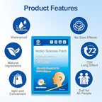 KONGDY 10 Counts Motion Sickness Patches for Kids Adults, Seasick Patch for Cruise from Travel with Waterproof and Non Drowsy, Sea Sickness Patches Behind Ear