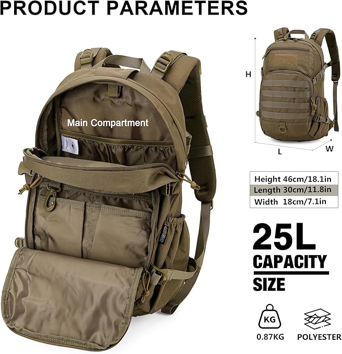 Mardingtop Military Tactical Backpack 25L Molle Hiking Backpack for Backpacking,Cycling and Biking