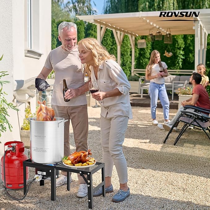 ROVSUN Portable Propane Gas Stove with Detachable & Foldable Side Rack, Single Burner Camp Stove Cooker for Outdoor Backyard Cooking, Camping, Tailgating, Canning, Frying Turkey & Boiling Seafood