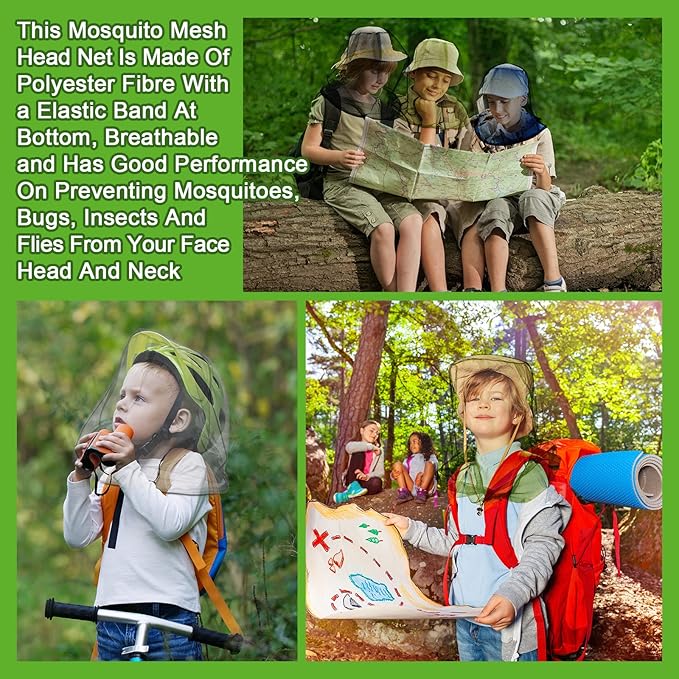 HESTYA 4 Pack Mosquito Bug Net Mesh for Head Mosquito Head Net Face Neck Fly Netting Hood from Insect Bugs Gnats for Outdoor