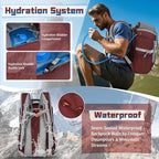 RAINSMORE Foldable Hiking Backpack for Women Men Packable Camping Backpack 40L Waterproof Hiking Daypack Bag Lightweight Collapsible Daypack for Travel Trekking Mountaineering Large Capacity Red