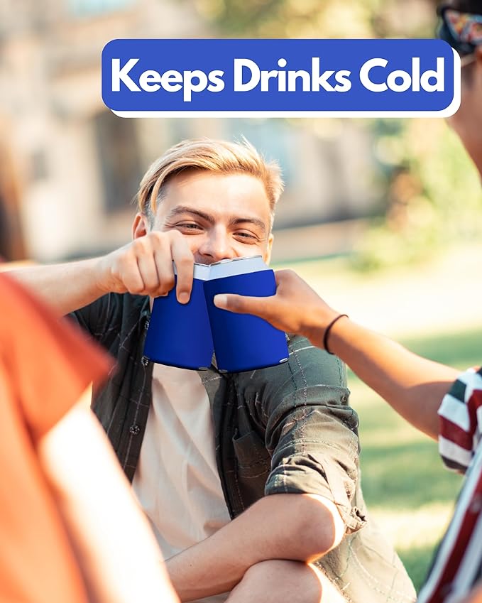 PartyPrints 1000 Pack Royal Blue Blank Can Cooler Sleeves, Customizable Bulk Can Coolers, Extra-Thick Collapsible Drink Insulator Sleeve, Beer Can Coolers for Party Beverages