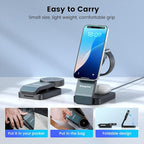 3-in-1 Wireless Charging Station for Apple Devices, 15W Wireless Charger for iPhone 17/16/15/14/13/12, Apple Watch, AirPods, Magnetic Foldable Fast Charger Apple Charging Station (Black)
