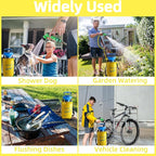 Finderomend Portable Shower for Camping with 7 Spray Modes, Hand Press Camping Shower with Removable Hose and Shower Head,Pressure Rinse Kits for Hiking Traveling Garden Beach Pet Shower