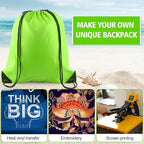 PLULON 6 Pcs Drawstring Bags Bulk Fluorescent Green Drawstring Backpack String Backpack Cinch Sack Sport Gym Backpack Bags for Yoga Traveling Outdoor Sports