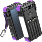 BLAVOR Solar Power Bank 20000mAh/74000mWh Built-in Cables, Wireless Charger for Apple Watch, 20W Fast Charging Battery Pack with USB C, Flashlight, Solar Charger for iPhone, iPad, iWatch, Samsung