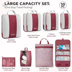 10 Set Compression Packing Cubes for Travel Essentials,Compressible Expandable Packing Cubes for Suitcase,OlarHike Luggage Organizer Bags for Travel,Handy Helper for Organizing Clothes(Wine Red)