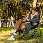 XGEAR Camping Chair Hard Arm High Back Lawn Chair Heavy Duty with Cup Holder, for Camp, Fishing, Hiking, Outdoor, Carry Bag Included