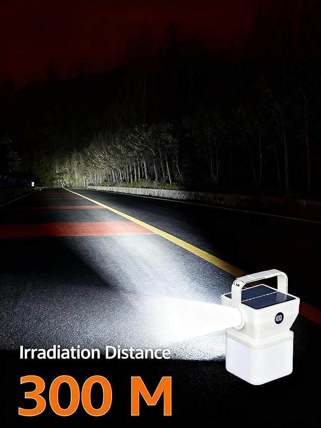 V.C Formark Camping Lantern Solar Powered Portable with Battery% Display, 1000LM Bright, USB-C/Solar Charging, for Outdoor Emergency, Hiking, Power Outage