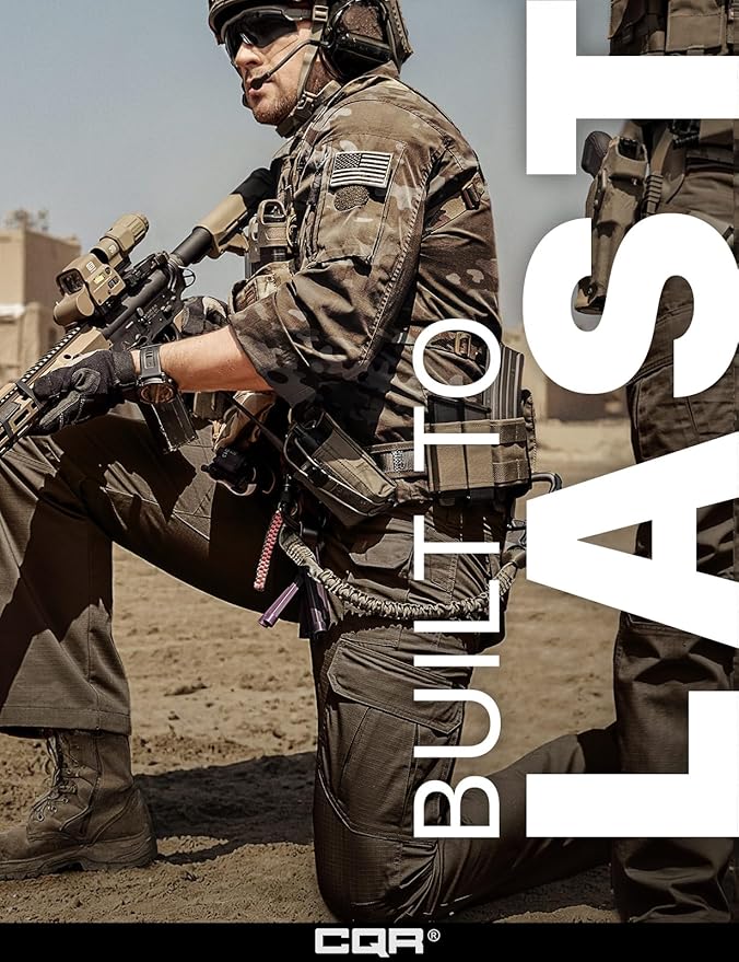 CQR Men's Tactical Pants, Water Resistant Ripstop Cargo Pants, Lightweight EDC Work Hiking Pants, Outdoor Apparel