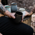 Barebones Enamel Tumblers Set of 2 - Vintage-inspired Design - Durable and Suitable for Outdoor Picnics or Camping (16 Oz, Charcoal)