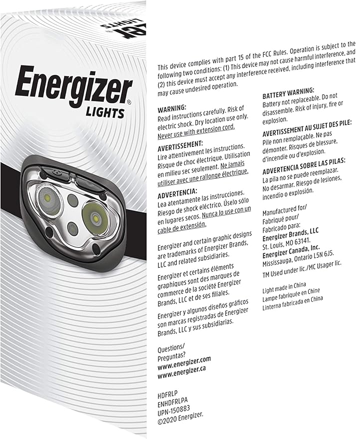 Energizer Rechargeable LED Headlamp Pro400, IPX4 Water Resistant, High-Powered Bright LED, Multiple Light Modes, Best Headlight for Camping, Running, Outdoors, Emergency Light, USB Included