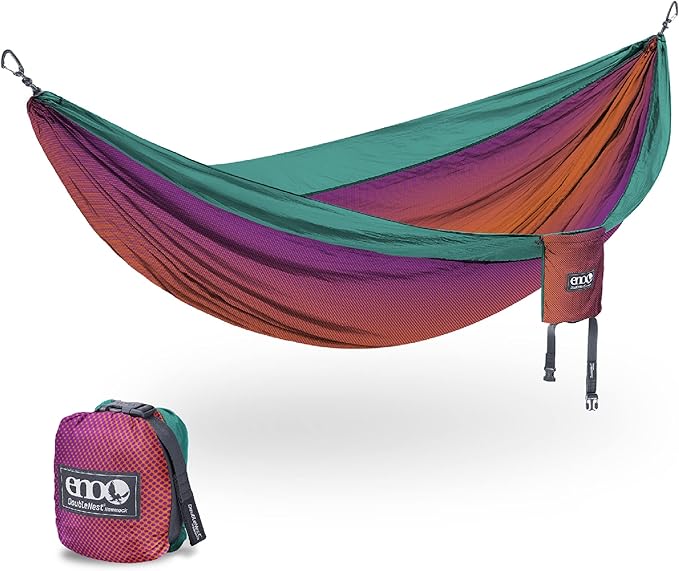ENO DoubleNest Hammock - Lightweight, Portable, 1 to 2 Person Hammock - for Camping, Hiking, Backpacking, Travel, a Festival, or The Beach - Fade/Seaglass