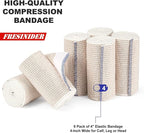 FRESINIDER Premium Elastic Bandage Wrap, 6 Pack 4" Cotton Latex Free Compression Bandage Wrap with Touch Closure at Both Ends, Support & First Aid for Sports, Medical, and Injury Recovery