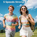 AMACOOL Portable Waist Fan Clip On, MAX 40H Work Time, 10000mAh Rechargeable Wearable Shirt Fan with Light, 16000RPM Powerful 5 Speed Belt Fans Personal Cooling Fans for Outdoor Jobsite Camping Travel