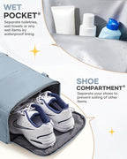 coofay Large Travel Backpack For Women Men Airline Approved Carry On Backpack Flight Approved Waterproof Sports Luggage Backpack Casual Daypack Hiking Backpack Grey Blue