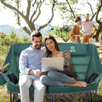Nice C Double Padded Camping Chair, Oversized Loveseat Camping Chair, Outdoor Camping Couch for Adults, Lawn Chairs, Extra Padded, with Cup Holder, Cooler Bag, Bottle Opener (Green)