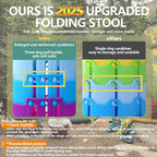 2025 Collapsible Stool Chair, Upgraded Folding Stool for Adults Lightweight, Sturdy, Adjustable, Portable, Foldable Seat Sturdy Stools for Outdoor Camping Fishing Hiking Gardening BBQ