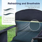 HIGH POINT SPORTS Oversized Camping Folding Chair, Heavy Duty Portable Outdoor Chair, Foldable Camp Chair with Cup Holder and Cooler Bag Support 450 LBS, 2 Pack, Green