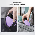 Power Bank 10000mAh Portable Charger with 4 Built-in Cables, Type-C in & Out Phone Charger, External Battery Charger Pack & Travel Essential for iPhone 16/15/14, Samsung, iPad, Android