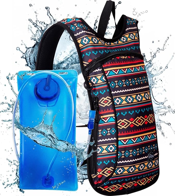 Vibe Festival Gear Hydration Pack Backpack with 2L Water Bladder for Women, Men, Teens, Kids - Hydropack Hydro Sports, Outdoor, Running, Camping, Hiking, Festivals, Raves