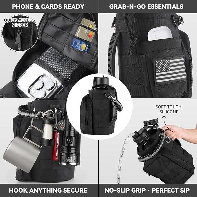 KXIAOCHEN Insulated Water Bottle, Stainless Steel Water Bottle, 2 Lids (Straw and Handle Lid),Wide Mouth Metal Water Bottles Keep Hot and Cold, Double Walled, Thermo Mug, Metal Canteen