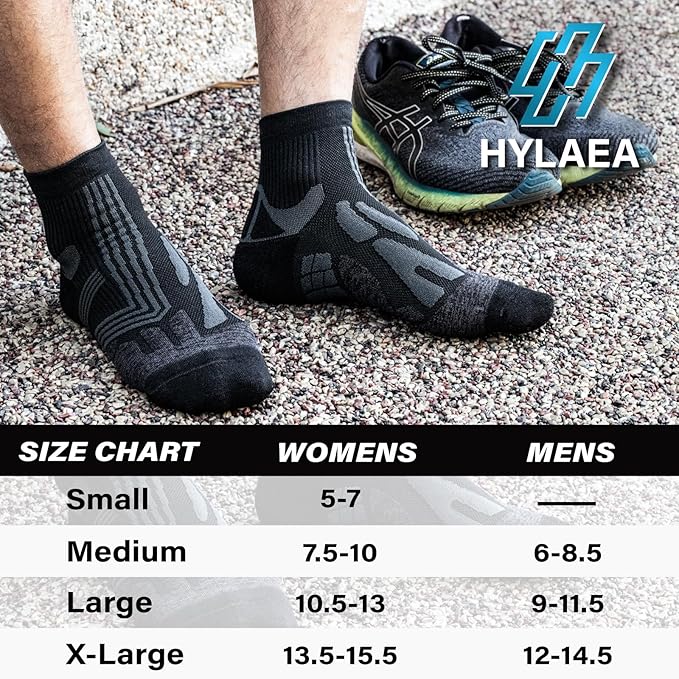 Hylaea Quarter Athletic Running Socks No Blister, Cushion Moisture Wicking Socks for Cycling Sport
