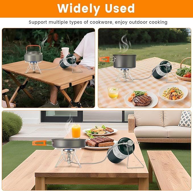 Backpacking Stoves Portable Propane Camping Cooking Stove with Fixed Support Foldable Adjustable Camp Stove Ideal for Hiking and Outdoor Cooking