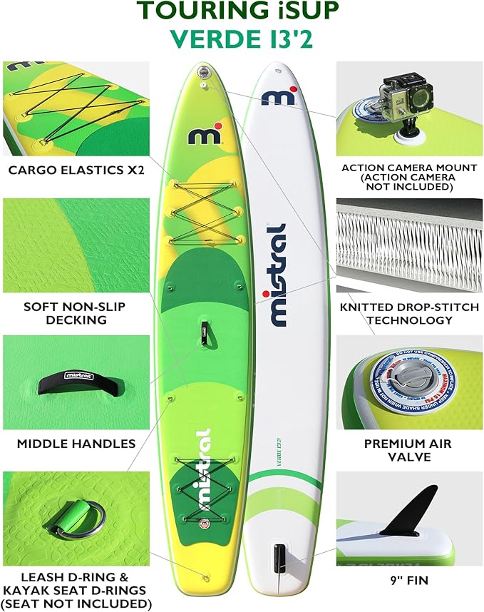 Mistral Stand Up Inflatable Paddle Board Racing & Touring Board 13'2"/ 14' Race Board, Backpack with Wheels, Durable ISUP for Youth & Adult, w/Premium SUP Accessories