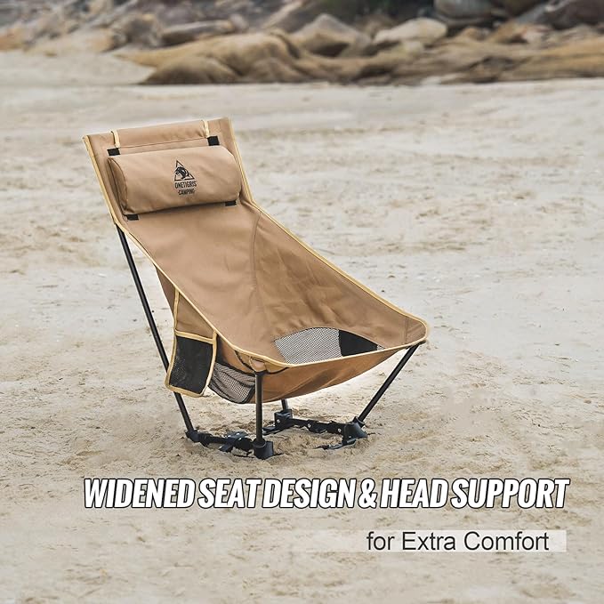 OneTigris Dragonhide Oversized Camping Chair with Pillow Design, Comfortable Widened Seat Folding, 275 lbs Capacity
