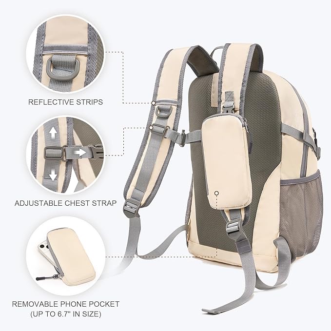 Hiking Backpack for Women Men 20l with Removable Phone Pocket Lightweight Small Travel Backpack Hiking Daypack for Women Men