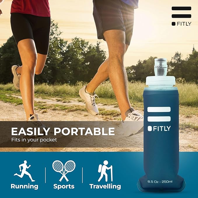 Soft Flask - Shrink As You Drink Soft Water Bottle for Hydration Pack - Folding Water Bottle Ideal for Running, Hiking, Cycling, Climbing & Rigorous Activity
