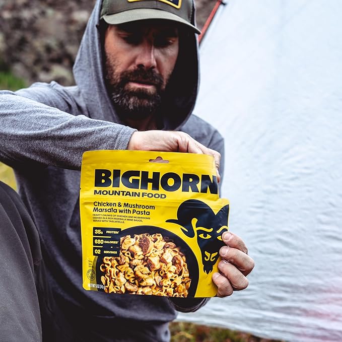 BIGHORN Mountain Food Chicken And Mushroom Marsala with Pasta - Premium Freeze Dried Meals for Camping Food - Dehydrated Camping Food for Backpacking Meals - 2 Servings