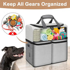 Mancro Dual Layers Dog Travel Bag, Pet Travel Bags with 2 Extra Large Food Containers, 2 Collapsible Dog Bowls, Multi-Pockets Tote Organizer for Pet Supplies, Road Trip Essentials, Weekend Camping