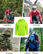 COOFANDY Men's Packable Rain Jacket Lightweight Waterproof Raincoat with Hood Travel Hiking Golf Windbreaker