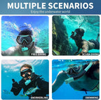 Snorkeling Gear for Adults, JRing Snorkel Mask Set with 180 Degree Tempered Glass Anti Fog Goggles Scuba Dry Top Snorkel for Swimming, Scuba Diving Mask for Men Women