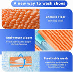 2Pcs Reusable Shoe Washing Machine Bag for Washer and Dryer:Free Up Hands, Prevent Deformation,shoe bag with Zipper Protection Design, Use for all Shoes,Sports Shoes(Yellow) (A-Orange)
