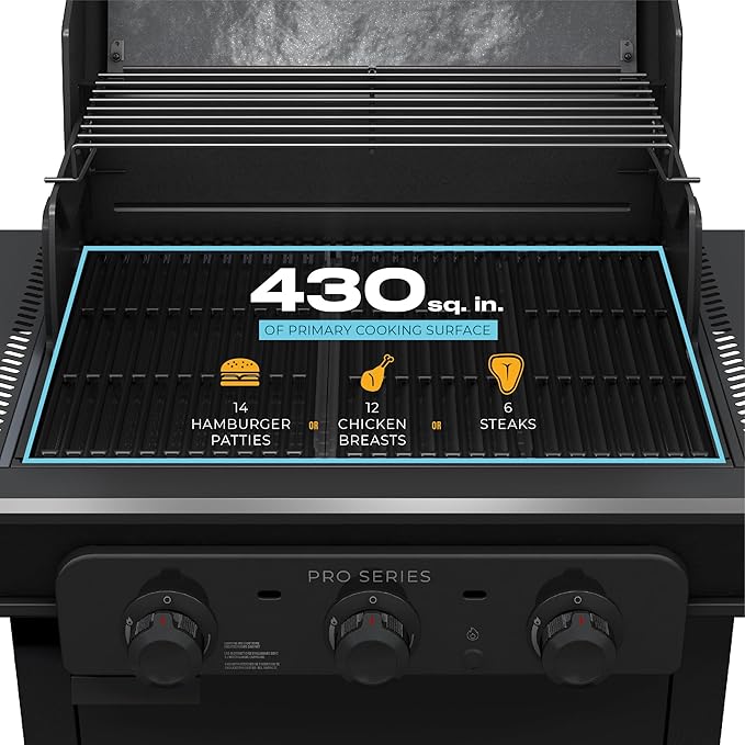 Charbroil® Pro Series™ with Amplifire™ Technology 3-Burner Propane Gas Grill and Griddle Cabinet, Black - 463365124