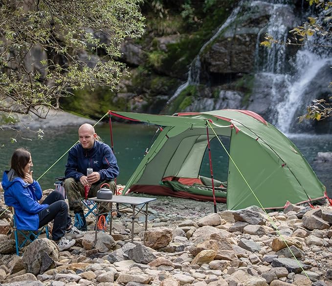 KAZOO 2／4 Person Camping Tent Outdoor Waterproof Family Large Tents 2/4 People Easy Setup Tent with Porch Double Layer