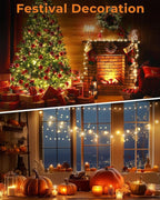 Camping String Lights, Retractable 32.8ft RGB Flash Lamp, Rechargeable Fairy LED Rope Lights Outdoor Waterproof, Portable Hanging Lantern for Outside Tent Patio Awning Garden RV Essentials