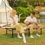 KingCamp Oversized Camping Cot, Folding 440lbs Heavy Duty Portable Lightweight Ultralight XL Large Wide Military Army Sleeping Bed for Adult Backpacking Outdoor Travel Tent Overlanding, Black/Grey